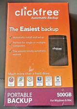 Clickfree Automatic Backup 500GB External Hard Drive Portable Backup Works