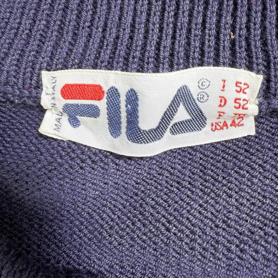 Suéter de Lana FILA Para Hombres L Italia Bjorn Borg Tenis Codo Parches De Colección Años 80 Pullover Foto 4 de 4