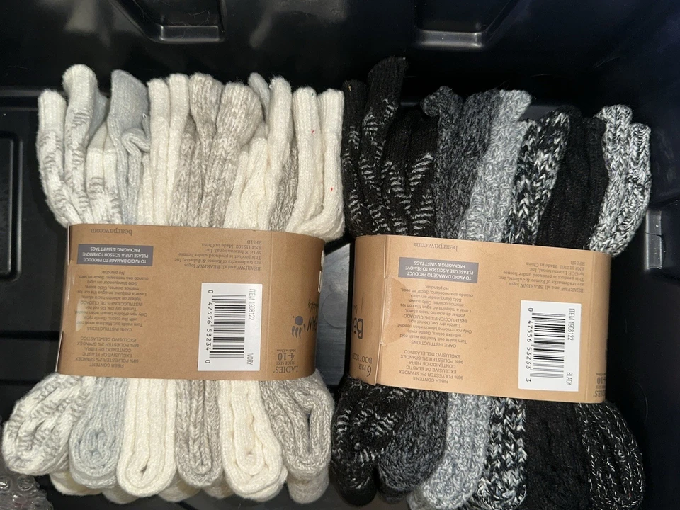 Bearpaw Mujer Bota Calcetines Talla 4-10 Paquete de 6 Negro o Marfil Foto 3 de 3