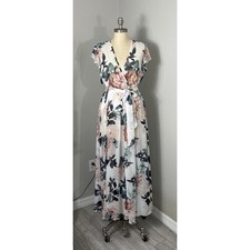 Kate and Lily Womens Floral Chiffon Wrap Maxi Dress Size 4 Semi Sheer Top Fairy