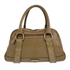 BURBERRY Check pattern inside Handbag Shoulder Bag Khaki Brown leather