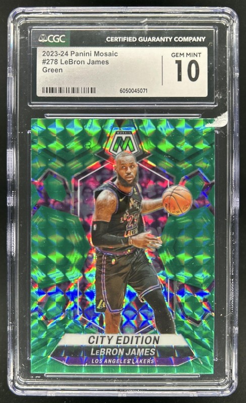 2023-24 Panini Mosaic LeBron James Green Mosaic Prizm City Edition #278 CGC 10