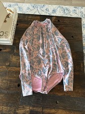 USED Purple/ Pink Athleta Girl Long Sleeve Swimsuit, Size XL/14