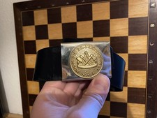 Leder Zunftgürtel Zimmerer 110 cm mit Koppelschloß Zimmermann Silber Gold