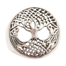 925 Sterling Silver Vintage Ring Celtic Tree Of Life Cut Out Band  Sz 6  RG34092