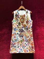 Womens Summer Luxury Studded Diamond Sleeveless Dress Palace Style A-line Skirts