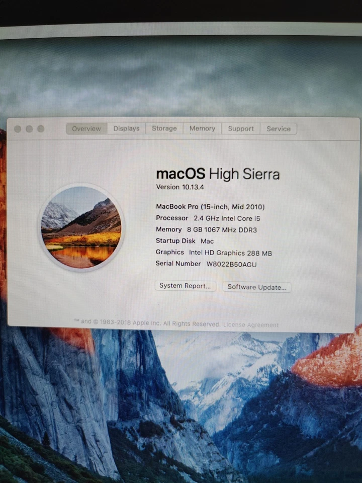 Apple MacBook Pro 15" Mid 2010 Intel i5 2.4GHz 4GB RAM 256GB SSD High Sierra - Image 4 of 4