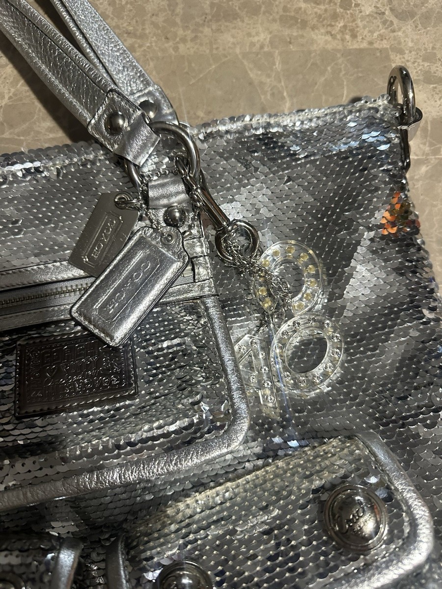 Coach Y2K Sequin Silver Vintage Tote Shoulder Bag Poppy | eBay