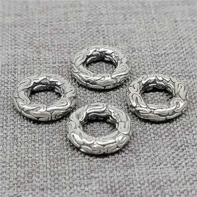 4pcs of 925 Sterling Silver Spiral Decorative Circle Beads for Bracelet Necklace