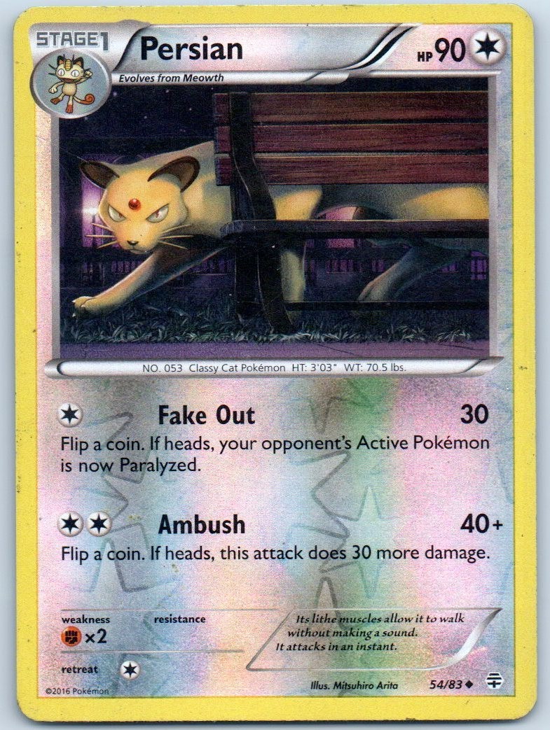 Persian 2016 54/83 Uncommon Pokemon Trading Card Reverse Holo