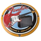 Vintage Fender Sign - Music Guitars Amplifiers Porcelain Advertisement Sign
