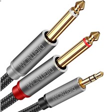 3.5mm /8" TRS to Dual 6.35mm /4" TS Mono Stereo Y-Cable Splitter Cord for Sma...