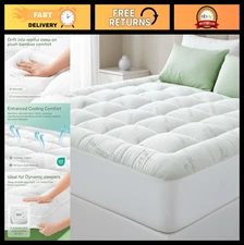 Ultra Soft Full Mattress Topper - Bamboo Viscose Cooling Pad for Back Pain, Fits