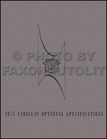 Optionales Spezifikationsbuch 1971 Cadillac 71 Deville Eldorado Calais Fleetwood