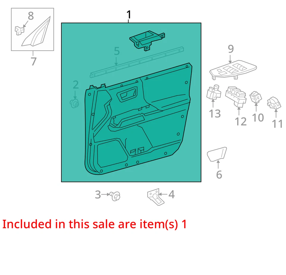 Panel de moldura de puerta del conductor delantero izquierdo negro/gris OEM para Toyota Tacoma 2019-2023 Foto 4 de 4