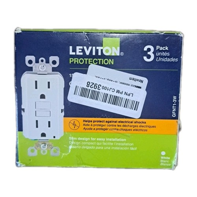 #ad #ad 3 pack Leviton Self Test SmartlockPro Slim GFCI 15 Amp GFNT1 3W White $39.99
