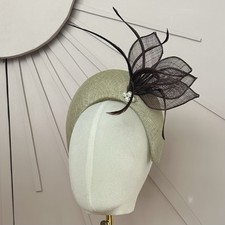 Sage Green Sinamay Fascinator Hat | Races Wedding Mother of Bride. Ascot