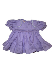 Vintage Bettes Girls Dress Infant Girls 12M Purple Ruffle Lace Smocked Dot 80s