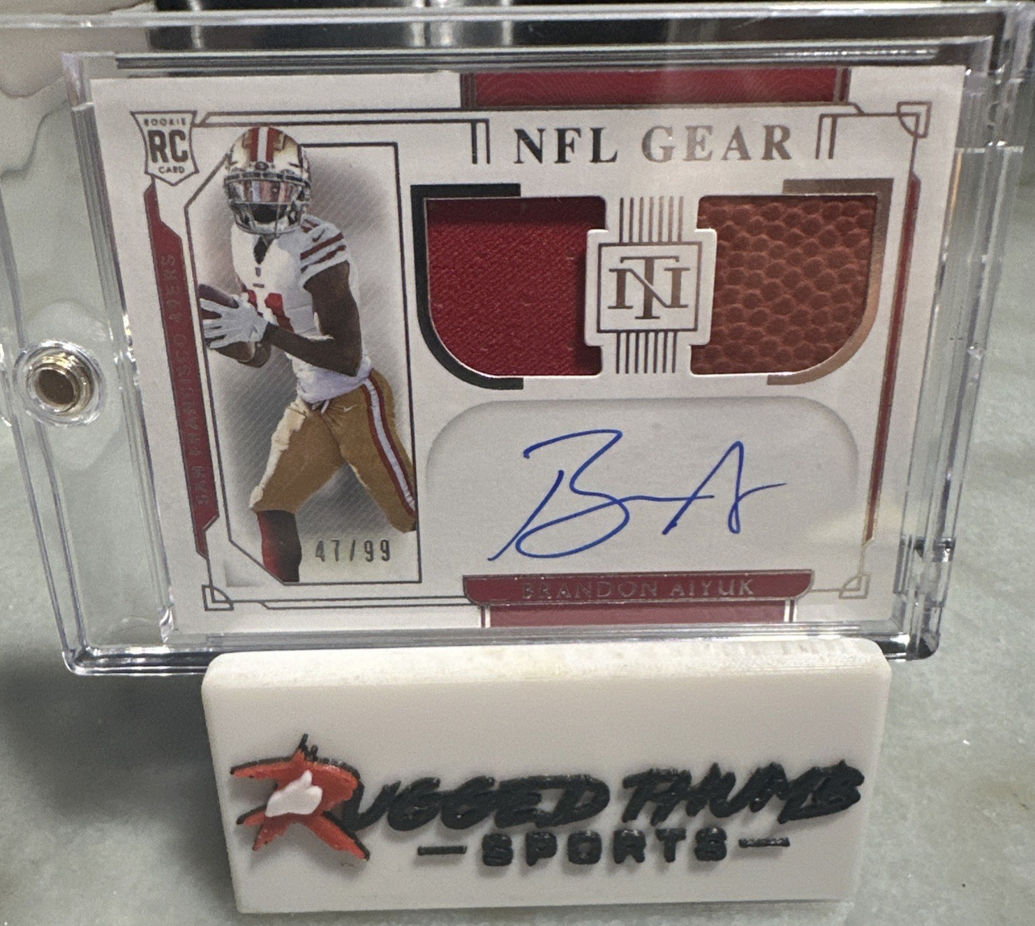 Brandon Aiyuk 2020 National Treasures NFL Gear Rookie RC Dual Patch Auto /99