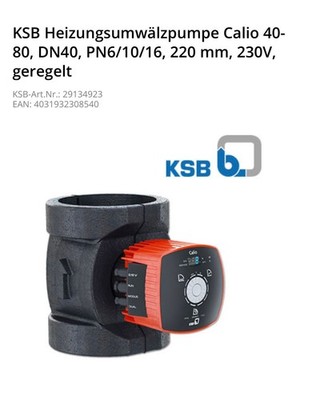 KSB Calio 40-80 Heizungspumpe Umwälzpumpe Neu OVP