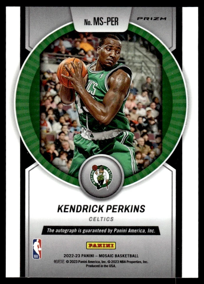 2022-23 Panini Mosaic Scripts Prizms Kendrick Perkins Auto Boston Celtics - Image 2 of 2