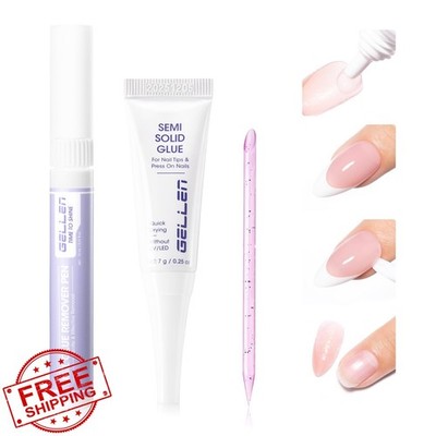 Gellen Semi Solid Nail Glue Lamp-Free Remover Pen Press On Tips Safe