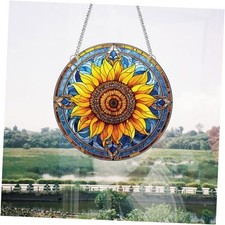 Large Retro Sunflower Stained Glass Window Hangings Beautiful Flower Home