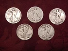 Walking Liberty Lot of 5 Five Half Dollar Silver Coins 1917 1917 1918 1920 1920