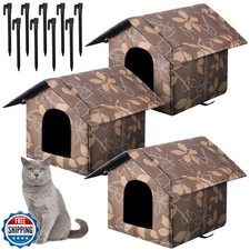 Soaoo 3 Pcs Cat Houses for Outdoor Stray Cats Shelter Weatherproof Outside Ho