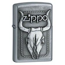 Zippo 20286, Bull Skull Emblem Design, Street Chrome Finish Lighter,