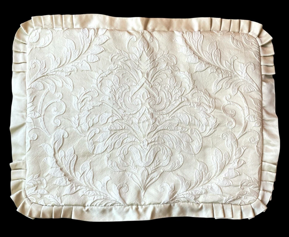 J. Fundas de almohada marfil marqués reina nueva york ~ damasco esculpido ~ brida doblada ~ 22x29 Foto 4 de 4