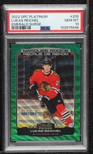 2022-23 O-Pee-Chee Platinum Emerald Surge 4/10 Lukas Reichel PSA 10 GEM MT 01g1