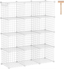 C&AHOME Wire Cube Storage, 12-Cube Storage Organizer Metal, C 12-Cube, White 
