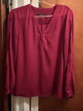 Pretty Raspberry IVANKA TRUMP Long Slit Sleeve Blouse Sz L