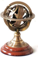 Nautical Collectible Home Decor Table Top 5" Zodiac Sphere Globe Solid Brass