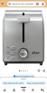 Grille-pain Oster 2 Tranches – Acier Brossé Et Blanc – Neuf