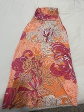 Mango Casual Strapless Floral Maxi Dress Orange Pink Purple Chrysanthemum Small