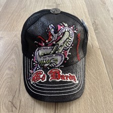 Berretto camionista vintage epoca Ed Hardy drago strass nero glitter 1 taglia nuovo vecchio magazzino