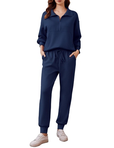 2 Piece Sets for Women 2024 Long Sleeve Lounge Sets Tracksuit Half Zip Sweats...