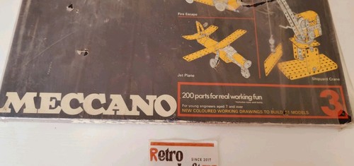 Vintage 1970’s Meccano Construction Set 3. 200 Piece. In Box. Unopened Loft Find - Picture 2 of 11