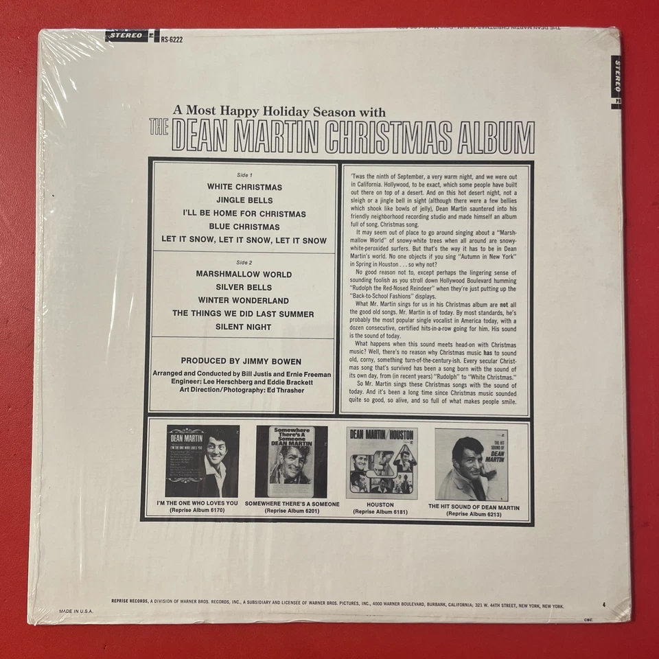 The Dean Martin Christmas Album LP Reprise Stereo 1st Tri Color + Shrink TOP M-! - Image 4 of 4