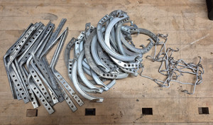 Lot of 64 Vintage Galvanized Half Round hanger rain gutter Brackets Clips