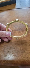 NWOT Julie Vos Gold Hinge Bracelet With Pearl Accents