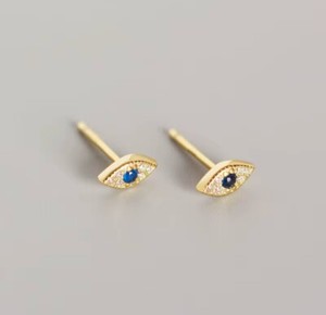 Authentic 14k Gold Plated Dainty Evil Eye Stud Earrings Perfect