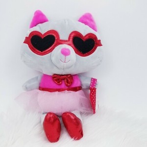 Hug Fun Kitty Cat Plush Stuffed Animal Fancy Red Heart Sunglasses Pink Skirt | eBay