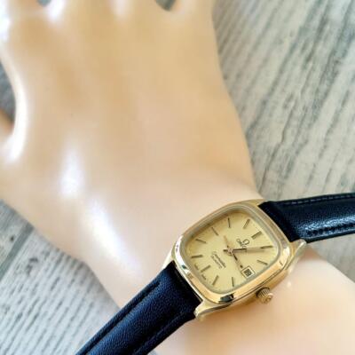 OMEGA Seamaster Quartz Date Women's Wristwatch Square Gold Plated