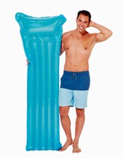    Blue Inflatable Transparent Air Mat Adults Pool Float 5ft 6in w/ Repair Patch