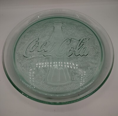 Coca-Cola Green Glass Serving Tray Platter 13'' - MINT