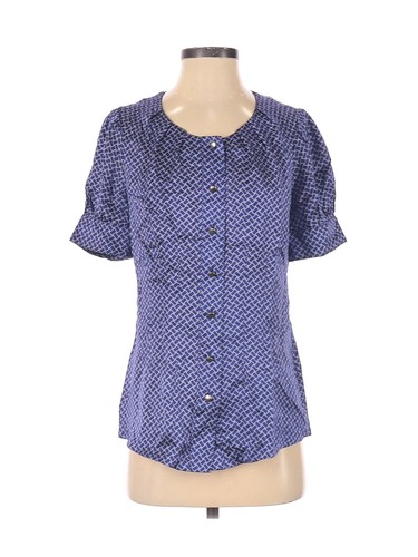 Banana Republic Women Blue Short Sleeve Silk Top S