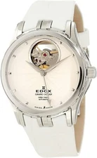 Edox Women's 85012 3 AIN Grand Ocean Automatic White Leather Open Heart Watch